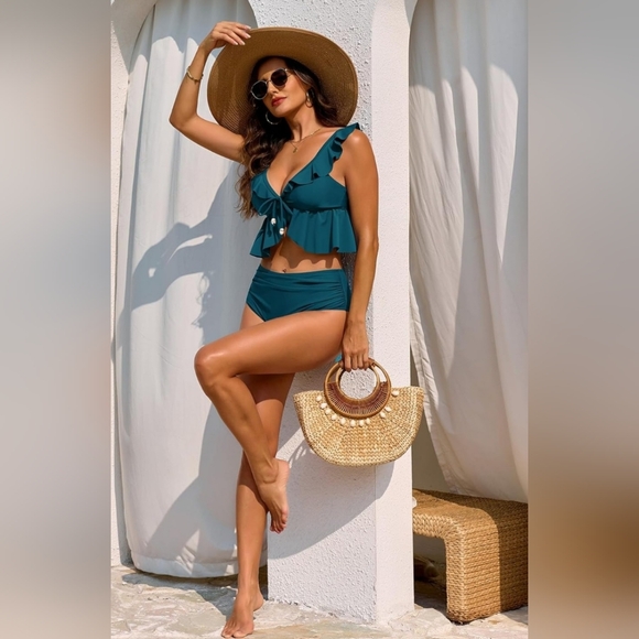 Teal Ruffle Bikini Set - Picture 5 of 5